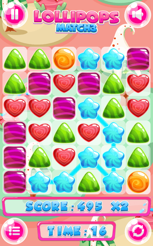 Lollipops Match 3 gameplay