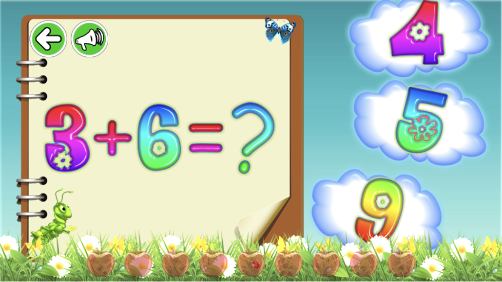 Schitalochka addition puzzle showing 3 + 6 with answer choices 4, 5 and 9