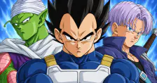 Original Dragon Ball editorial illustration of Vegeta, Piccolo and Future Trunks as examples of mentor-inspired fighting styles.